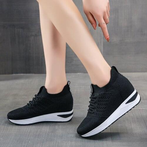 Wedge Sneakers Women Spring White Platform Wedges Shoes 2021 Comfortable Mesh Casual Sport Shoes Zapatos Mujer