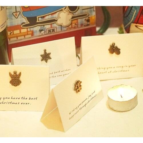 10pcs/set 9 special paper memory mini metal folding Christmas cards