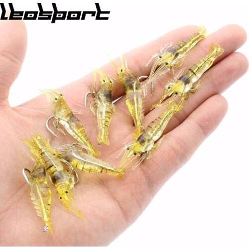 10Pcs 5cm 2g Fishing Lures Soft Hooks Shrimps Soft Worms Shrimp Lures Set Life-like Fishing Lures Pesca Jig Ocean Lure Lot