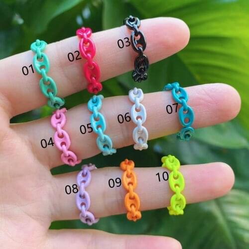 10PCS, New Fashion Colorful Geometric Chain Open Chain Rings Set for Women Girls Candy Color Knuckle Rings Jewelry