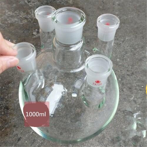 1000ml,24/29*5,5-neck,Round bottom Glass flask,Lab Boiling Flasks,five neck laboratory glassware reactor