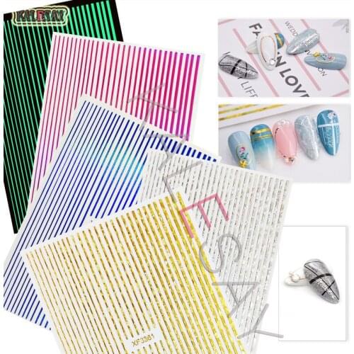 12 Colors 3D Nail Sticker Curve Stripe Lines Nails Stickers Gradient Adhesive Striping Tape Nail Foil Nail Art Stickers Decals