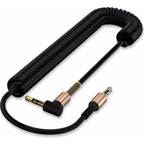 3.5mm Male to Male Audio Cable Flexible Spring Elbow 1M Aux Line Speakers For Computer Laptop TV DVD MP3 Player #229045