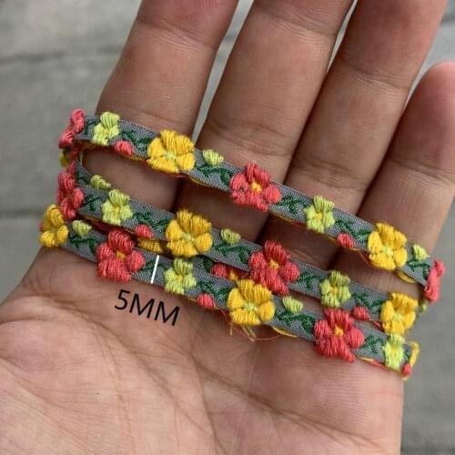 3 YARD 5MM Grey Hand - Made Hairpin Accessories Vintage Colored Flowers Jacquard Ribbon Lace Korean MJZDMH20081303