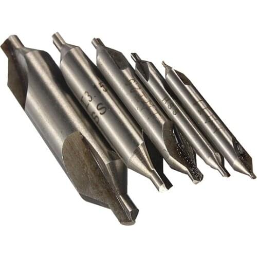 5pcs/lot 1/1.5/2.5/3.15/5mm HSS Combined Center Drills 60 Degree Angle Countersink Drill Bit Set Tool
