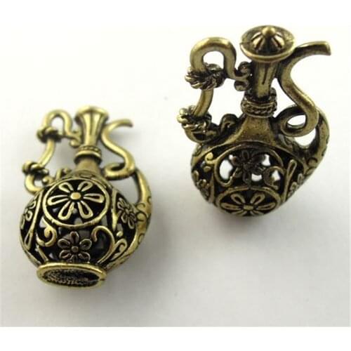 6pcs/lot Wholesale Antique style bronze look floral 3D hollow wine pot Necklace Pendant Jewelry charm pendants Punk Gifts 08832