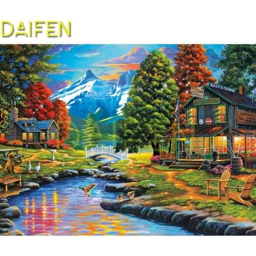 Full Round Diamond mosaic Tree Lake DIY 3D Diamond painting Full Square Diamond embroidery Cross stitch Mountain Tree Lake Villa