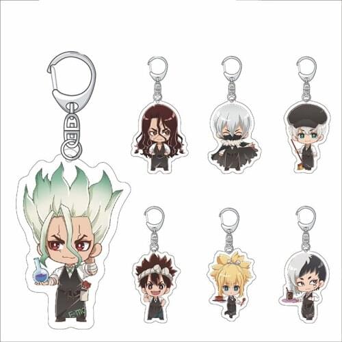 Anime Keychain Man Dr.STONE Acrylic Key Chain Women Key Ring Kids Pendant Ishigami Senkuu High Quality Key Holder Brelok Amber