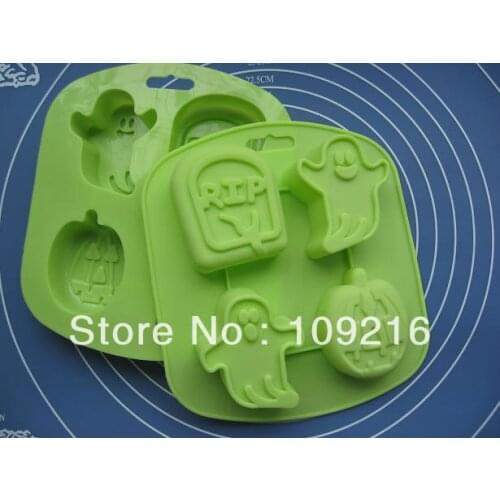 Free shipping!!! 1pcs 4 Holes Ghost etc. Food Grade Silicone Cake/Chocolate/Pudding/Jelly/Ice DIY mold