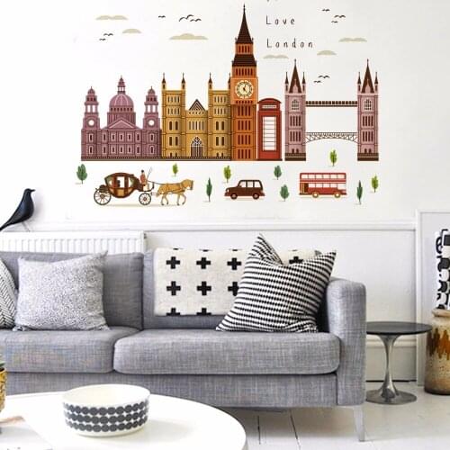 Big Ben Clock Wall Sticker The River Thames Scenery Wall Art Mural Poster Home Decor Wallpaper Living Room Bedroom Wall Applique