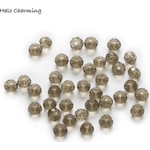 50 Piece Gray Crystal Glass Rondelle Quartz Faceted Beads For Handmade Bracelet Necklaces DIY Jewelry Making 4-8mm