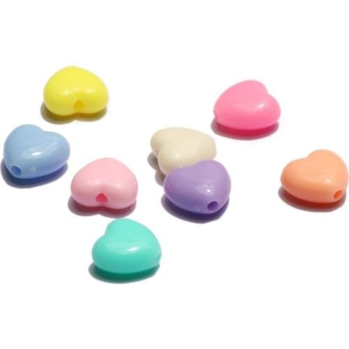 11mm Candy Multicolor Acrylic Spacer Beads Love Heart Loose Beads For Jewelry Making Diy Charms Bracelet Necklace