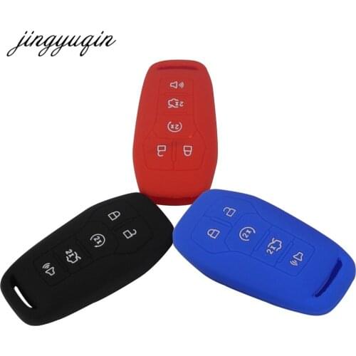 Jingyuqin 30pcs Smart Remote Key Silicone Cover for FORD F-150 Fusion Mustang fit LINCOLN Keyless Fod Case 5 Buttons Hollowed