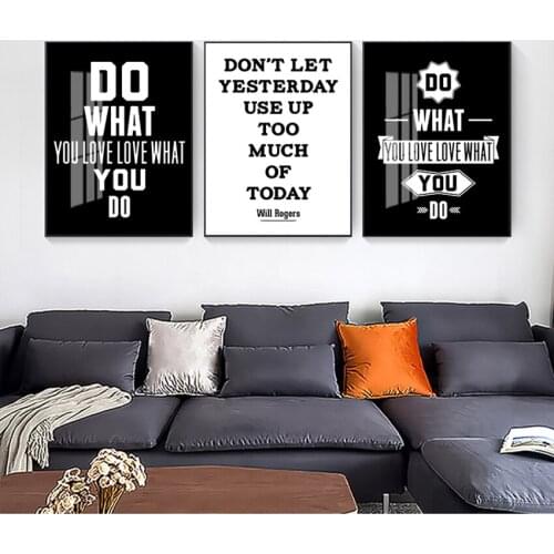 Prints Black White Wall Pictures For Living Room Decor Motivational Inspiring Quotes Wall Art Canvas Painting Nordic Posters And
