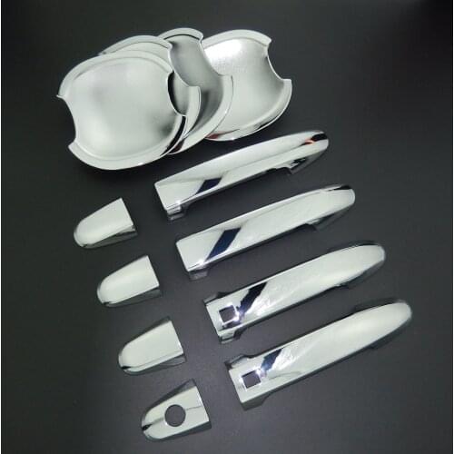 For Inokom Santa Fe Santafe 2007-2012 Car Styling Chrome Side Door Handle Cover W/ 2 Smart Entry Keyless Holes Free Shipping