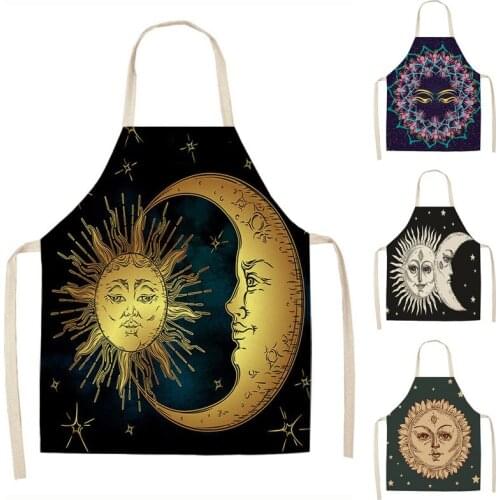 Sun moon and fish pattern pattern master apron Apron cooking accessories aprons for women kids apron customizable apron alpaca