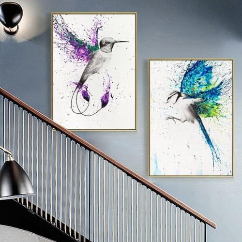 Colorful Abstract Wings Posters and Prints Watercolor Flying Birds Bright Canvas Painting Wall Picture for Living Room Cuadros