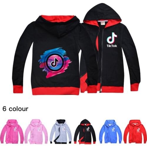 TIK TOK Kids Girls Coat Autumn Long Sleeve Zipper Hoodie Baby Children Outer Coat Casual Sweatshirt Hoody Clothes
