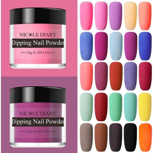 NICOLE DIARY 10g Matte Dip Nail Powder Colors Dipping Nail Glitter Polish Chrome Dust Nail Art Decoration Colorful Pigment