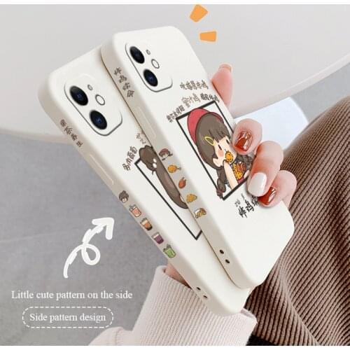 Cute Cartoon Girl Phone Case For iPhone 12 Pro Max 11 X XS XR XSMAX SE2020 8 8Plus 7 7Plus 6 6S Plus Liquid Silicone Cover