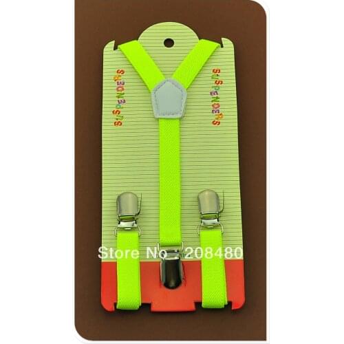 Free Shipping-1.5cmx65cm "Candy yellow green"Kids Suspenders Children/Boys/Girls Suspender Elastic Braces Slim Suspenders/gallus