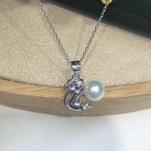 Mouse Rat Style 925 Silver Pendant Setting Mounting Pendant Findings for Oyster Akoya Edison Pearls Corals Jade Stones Beads