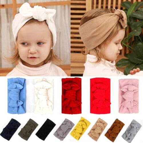 Head Accessories Toddler Girls Baby Headbands Turban Solid Headband Hair Band Bow Ribbed Bowknot Solid Headwear Photo Prop