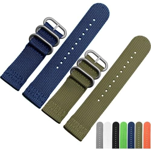 Nylon Watch Band Straps 18mm 20mm 22mm 24mm Men Women Fashion 6 Colors Canvas Watchbands With Silver Black Pin Buckle