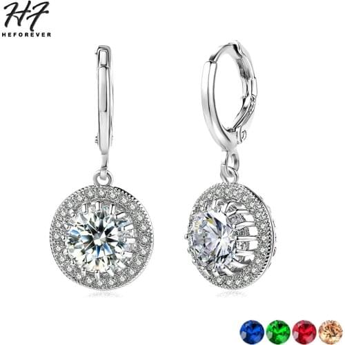 Classic Design Sliver Color Cushion Cut Big 5 Carat CZ Crystal Wedding Drop Earrings for Women E825 Christmas Day gift