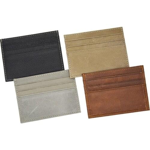 Genuine Leather Vintage Business Credit ID Card Holder Crazy Horse Skin Horizontal Card Wallet Customiz Name LOGO