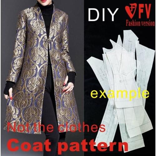 Stand-up collar womens overcoat windbreaker pattern 1:1 cutting drawing clothing pattern BFY-168