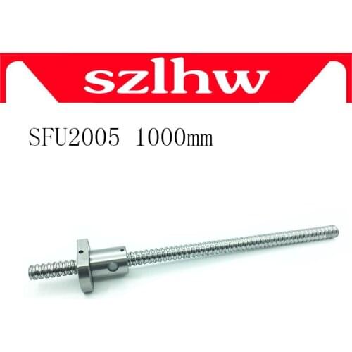 High quality 20mm 2005 Ball Screw Rolled C7 ballscrew SFU2005 1000mm with one 2005 flange single ball nut for CNC parts no ends
