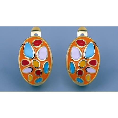 Silver Earrings for Women 925 Sterling Silver Color Stones Earrings Party Fashion Jewelry Colorful Enamel Handmade