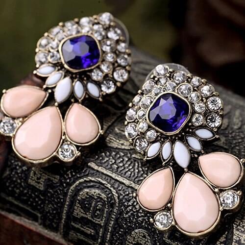Womens Vintage Style Waterdrop Rhinestone Ear Studs Earrings Banquet Jewelry