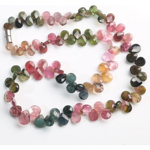 Tourmaline drop faceted 5-10mm multicolor AA necklace 16inch wholesale beads nature FPPJ woman 2018