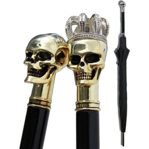 Skull Head Long Handle Umbrella Japanese Golf Sun Windproof Umbrella Sunshine Mens Business Gift Black Rain Umbrellas SY184