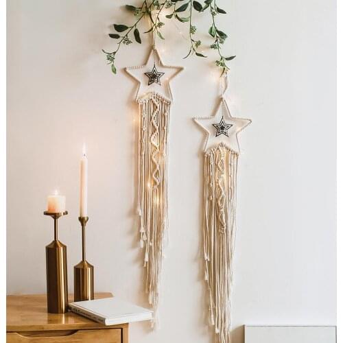 Star Big Dream Catchers Metal Ring Owl Art Handmade Nordic Wind Chimes Home Styling Lucky Dreamcatcher Ornament Decor As Gifts