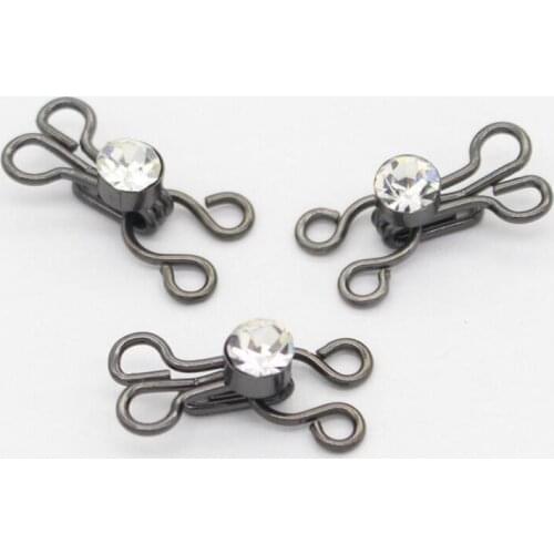 10 pairs/lot High Quality DIY Hook and Eye Buckle with Diamond Rhinestone for Coat Garment Trousers Bags Bras