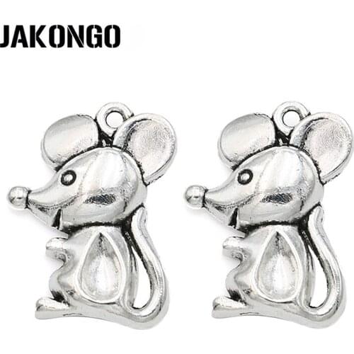 10pcs Antique Silver Plated Mouse Rat Charms Beads Pendants for Jewelry Making Bracelet Jewelry Findings DIY 24x18mm