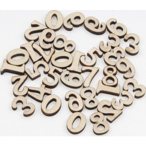 100pcs Natural Wooden Scrapbook Mixed Alphanumeric Pattern Childrens Educational Puzzle Diy Home Decoration Crafts