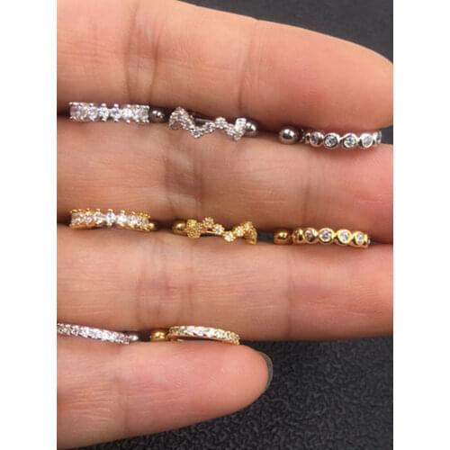 50pcs Free Shippment Shine CZ Ear Helix Bar Cartilage earring tragus ring Earring Ear Studs Ear Lobe Rings Body Piercing Jewelry