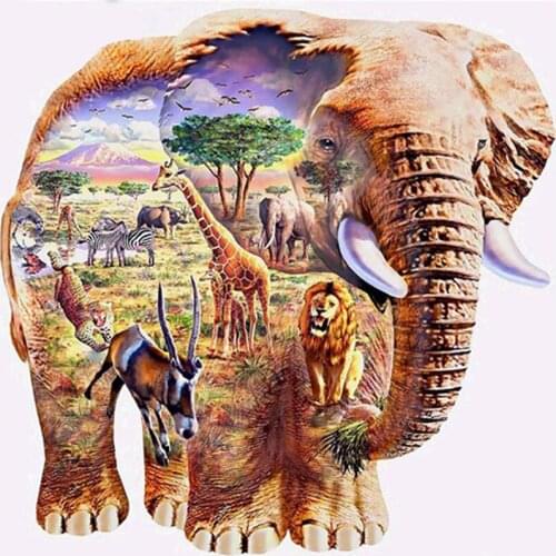 DIY Diamond Painting elephant Full Drill Round Diamond Embroidery Picture Rhinestone Diamond Mosaic Cartoon Home Decor