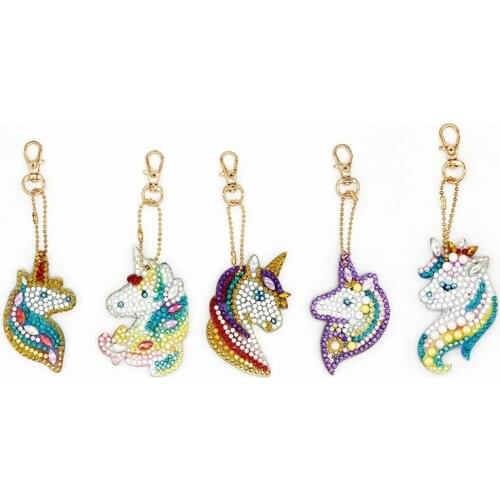Unicorn Design Diy Diamond Keychain Best Nutcracker Christmas Gift Diy Special Shape Full Drill Woman Girl Jewelry Keyring YSK20