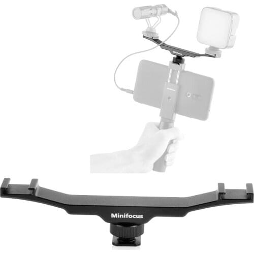 Aluminium Microphone Dual Cold Shoe Mount Extension Bar Vlog Plate Vlogging Accessory for Tripod Video light Camera Filmmakers