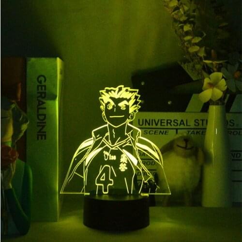 Anime Haikyu!! Figure Bokuto LED Upward Lighting Acrylic Home Holiday Indoor Decoration Manga Fans Party Cool Table Lamp Gift