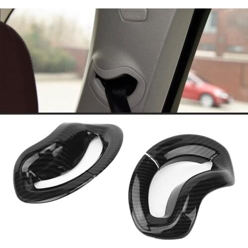2pcs Carbon Fiber Style ABS Car Seat Safty Belt Pillar Cover Trim Frame Fits for X5 G05 2019 Car Accessories