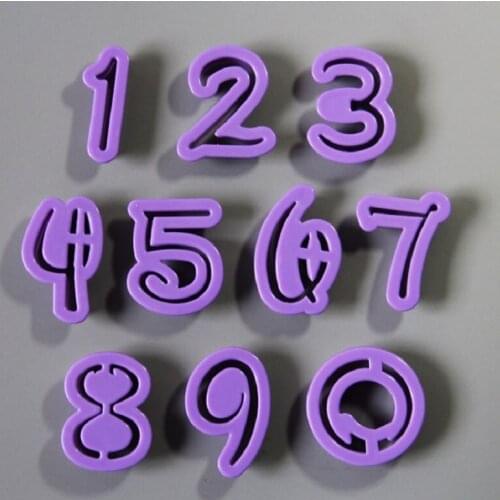 Free Shipping Plastic 10pcs Arabic Numbers Cookie Cutters Biscuit Chocolate Sugar Craft DIY Tools Set