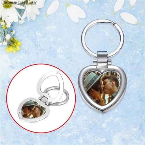 Personalized Master Custom Photo Heart Keychains Alloy Key Chain Engraved Date Name Keyring Gift For Lovers Parents Friends Pets
