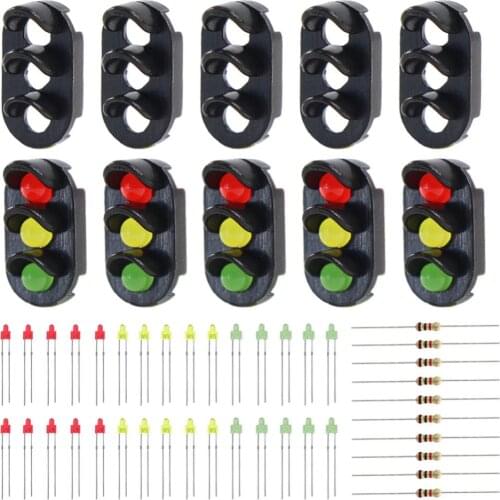 JTD13 10 sets Target Faces With LEDs for Railway Signal N or Z Scale 3-light Block Signal Traffic Lights Red/Yellow/Green
