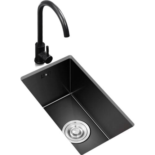 Black Nano Kitchen Sink Set Stainless Steel Small Sink Bar Mini Embedded Basin Under Kitchen Table 1.2mm Thickness